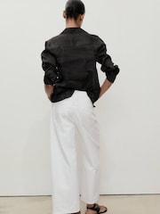 Mango White Mango Barrel Leg Tie Waist Kika Jeans - Image 2 of 7