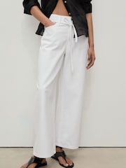 Mango White Mango Barrel Leg Tie Waist Kika Jeans - Image 4 of 7