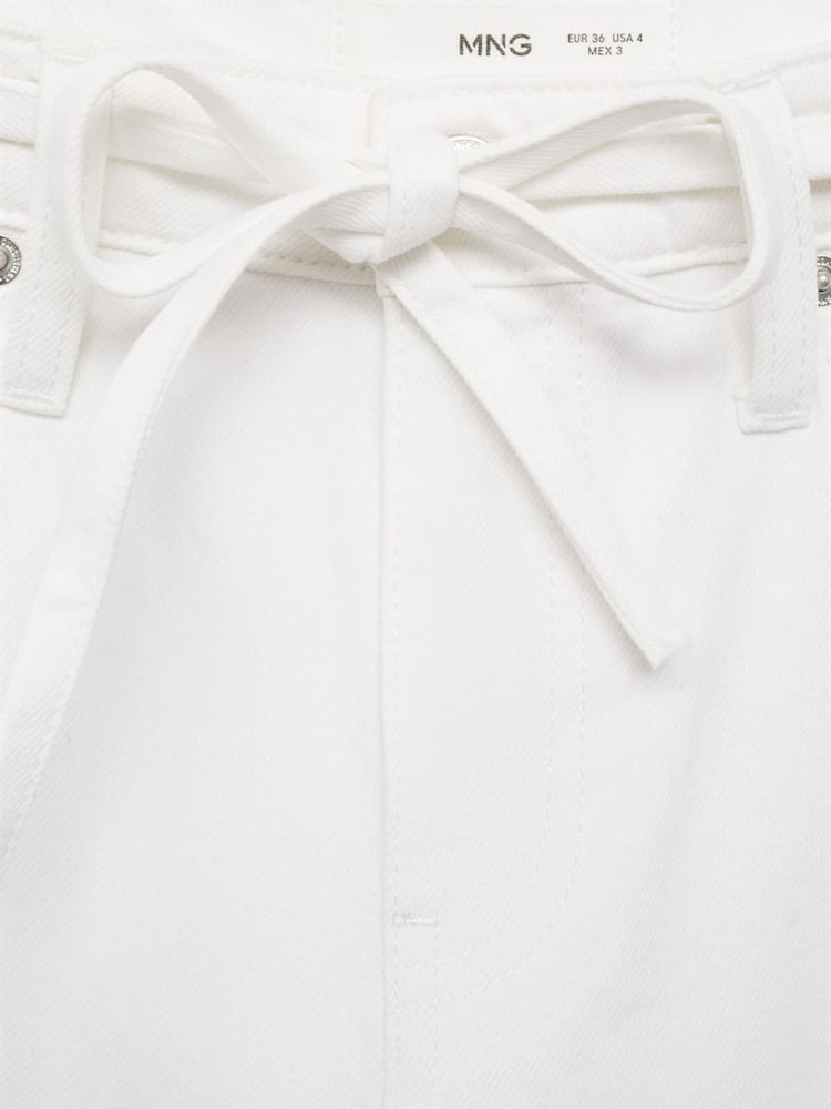 Mango White Mango Barrel Leg Tie Waist Kika Jeans - Image 7 of 7