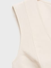 Mango Cream Linen Blend Peplum Top - Image 7 of 7