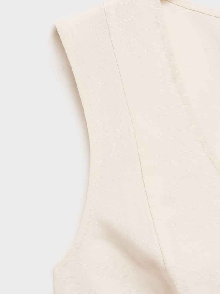 Mango Cream Linen Blend Peplum Top - Image 7 of 7