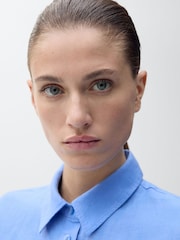 Mango Blue Straight Long Sleeve Linen Shirt - Image 4 of 6