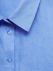 Mango Blue Straight Long Sleeve Linen Shirt - Image 6 of 6