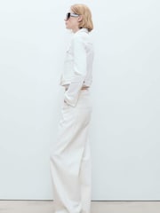 Mango White Crop Denim Jacket - Image 2 of 8