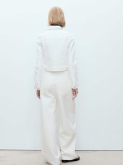 Mango White Crop Denim Jacket - Image 3 of 8