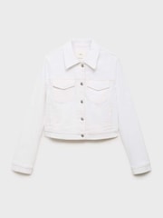 Mango White Crop Denim Jacket - Image 8 of 8