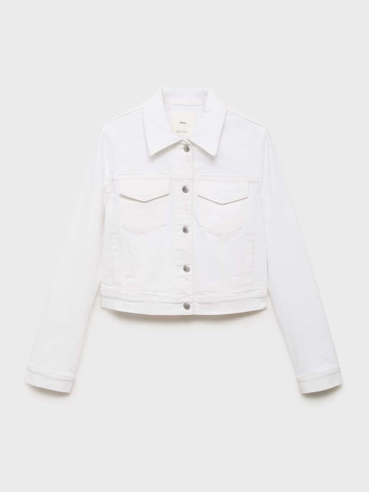 Mango White Crop Denim Jacket - Image 8 of 8