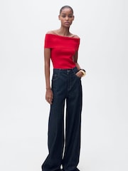 Mango Red Off Shoulder Knit Top - Image 1 of 6