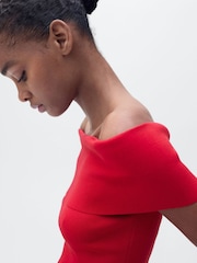 Mango Red Off Shoulder Knit Top - Image 4 of 6
