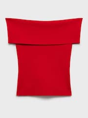 Mango Red Off Shoulder Knit Top - Image 6 of 6