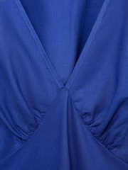 Mango Blue Linen Blend V-Neck Maxi Dress - Image 6 of 6
