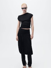 Mango Black Asymmetrical Draped Top - Image 1 of 7
