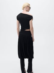 Mango Black Asymmetrical Draped Top - Image 2 of 7