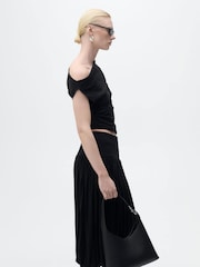 Mango Black Asymmetrical Draped Top - Image 3 of 7