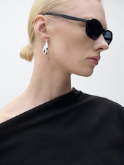 Mango Black Asymmetrical Draped Top - Image 5 of 7