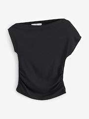Mango Black Asymmetrical Draped Top - Image 6 of 7