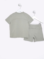 River Island Green Boys Block Piped T-Shirt and Shorts Set - Image 2 of 5