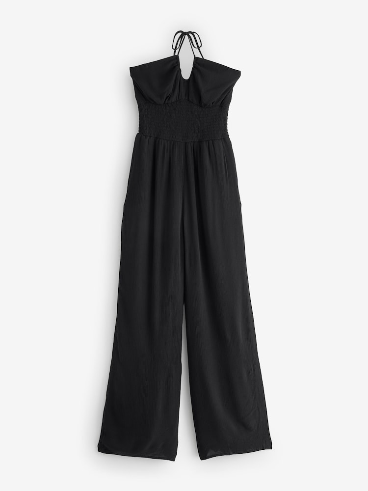 Hollister Blue Smocked Waist Multi Way Strapless Jumpsuit - Image 1 of 1