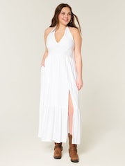 Hollister Halter Neck Maxi White Dress - Image 1 of 3