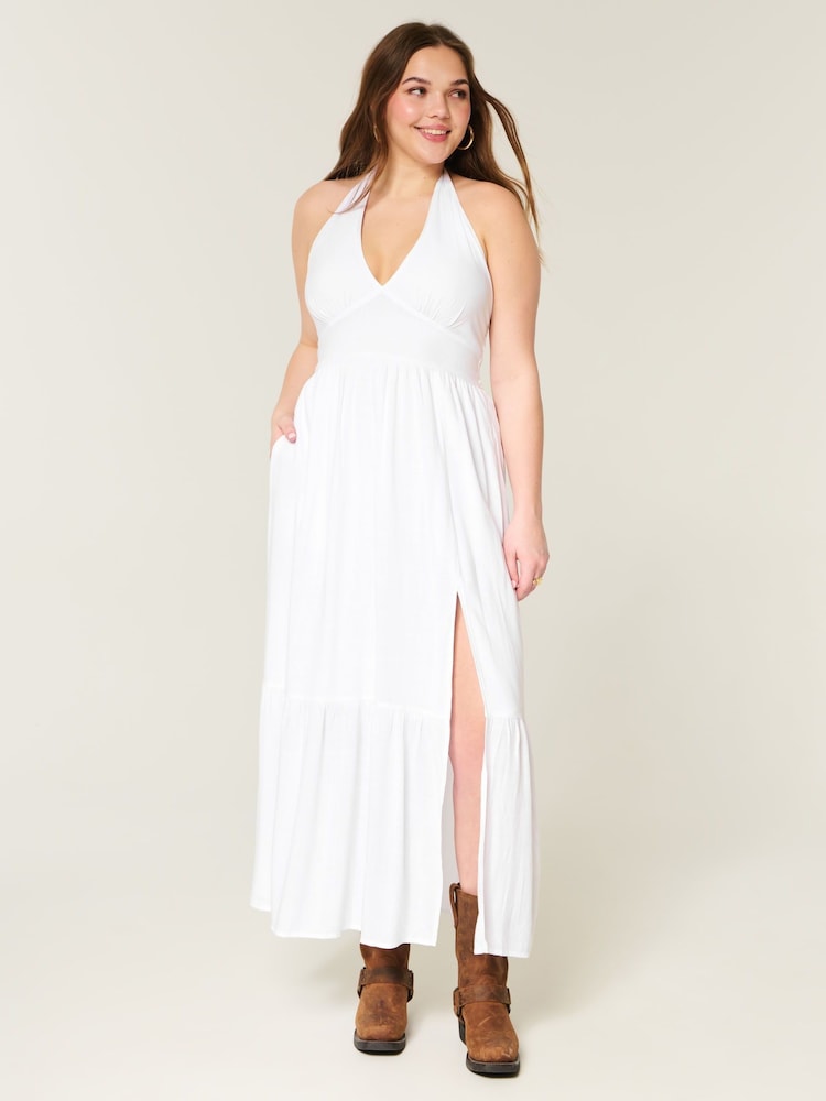 Hollister Halter Neck Maxi White Dress - Image 1 of 3