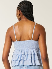 Hollister Blue V-Neck Tiered Babydoll Top - Image 2 of 3