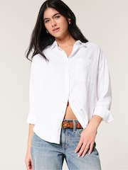 Hollister Classic Linen White Shirt - Image 1 of 3