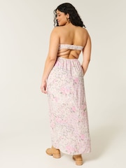Hollister Strapless Bare Back Twist Bust Midi White Dress - Image 2 of 3