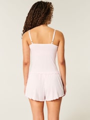 Hollister Pink Lace Pointelle Strappy Top and Shorts Set - Image 2 of 4