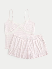 Hollister Pink Lace Pointelle Strappy Top and Shorts Set - Image 3 of 4