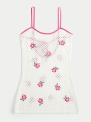 Hollister Embroidered Crochet Beach White Cover-Up - Image 4 of 4