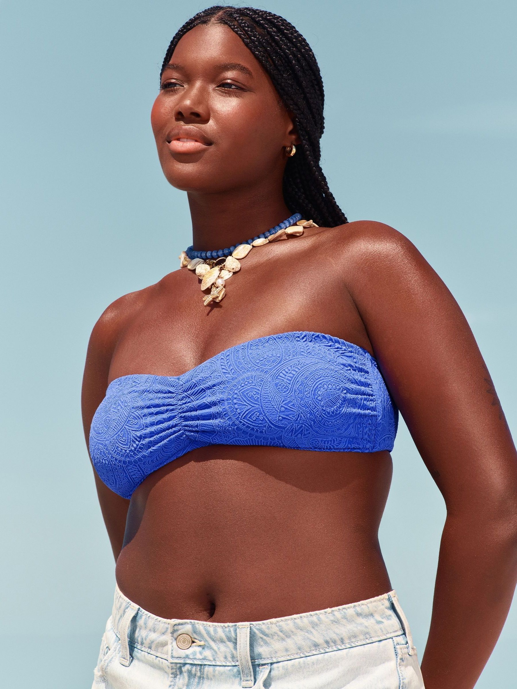 Buy Hollister Blue Bandeau Crochet Bikini Top from Next USA