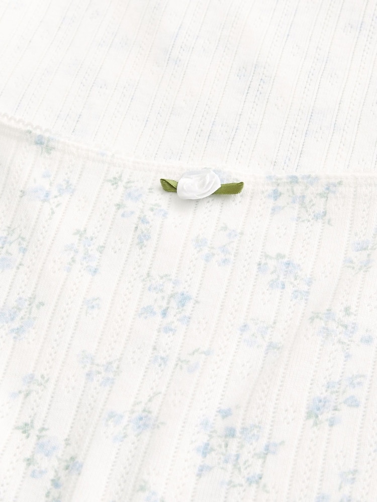 Hollister Cotton Pointelle Square Neck Shirt Sleeve White T-Shirt - صورة 5 من 5