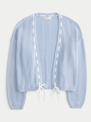 Hollister Blue Textured Knitted Balloon Sleeve Cardigan - صورة 1 من 2