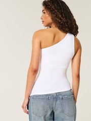 Hollister One Shoulder Asymetric Drop Hem White Top - Image 2 of 3