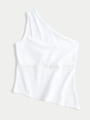 Hollister One Shoulder Asymetric Drop Hem White Top - Image 3 of 3