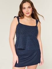 Hollister Blue Linen Bow Open Back Strap Tank top - Image 1 of 3
