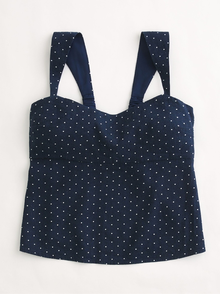 Hollister Blue Linen Bow Open Back Strap Tank top - Image 3 of 3