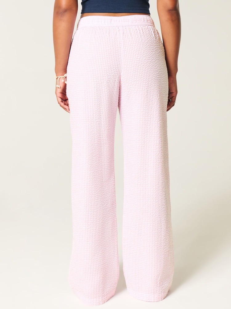Hollister Pink Low Rise Seersucker Baggy Trousers - Image 2 of 5