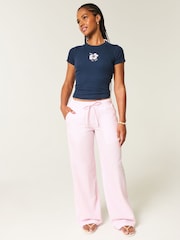 Hollister Pink Low Rise Seersucker Baggy Trousers - Image 3 of 5