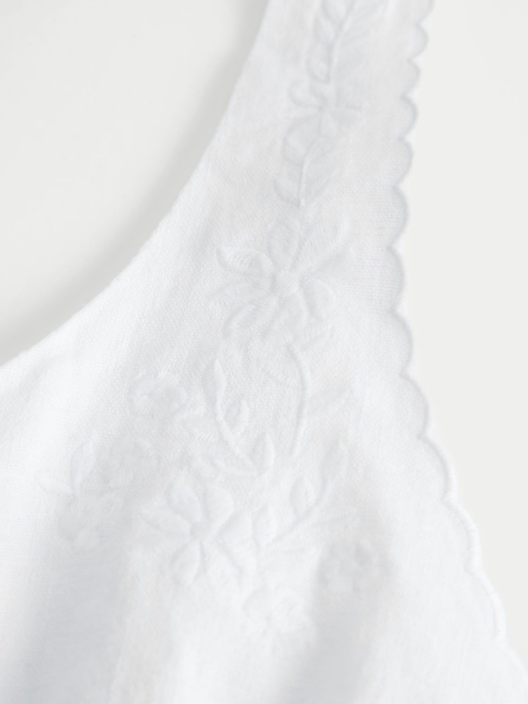 Hollister Scallop Edge Linen Blend Button Strappy White Tank top - Image 5 of 5