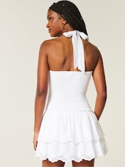 Double Tier Smocked Halter Skort White Dress - Image 2 of 4