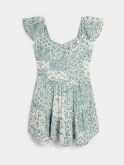 Hollister Green Flutter Sleeve Dipped Hem Mini Skort Dress - Image 1 of 1