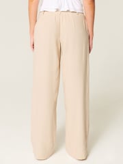 Hollister Cream Low Rise Linen Super Baggy Trousers - Image 2 of 4