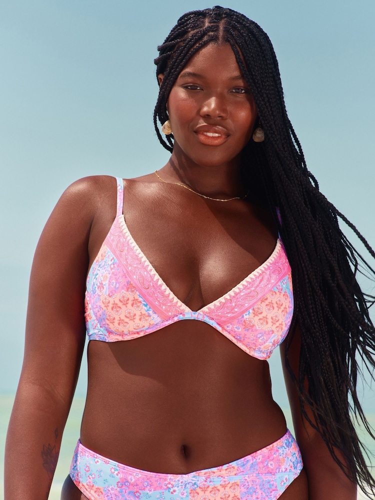 Hollister Blue Rib Plunge Underwire Bikini Top - Image 1 of 4