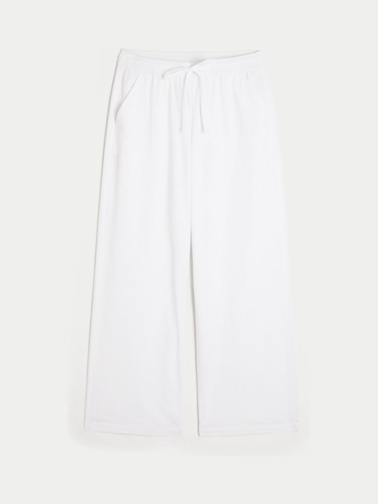Hollister Low Rise Seersucker Baggy White Trousers - Image 1 of 2