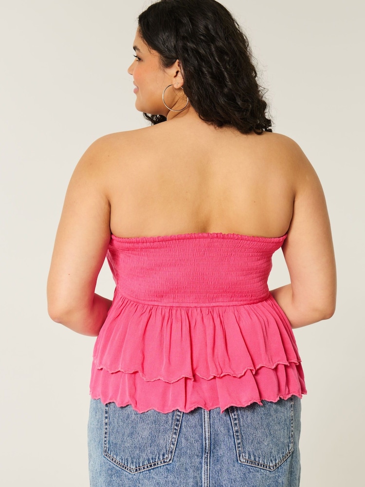 Hollister Pink Strapless Top With Halter Neck Tie - Image 2 of 5