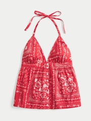 Hollister Red V-Neck Halter Open Back Top - Image 3 of 3