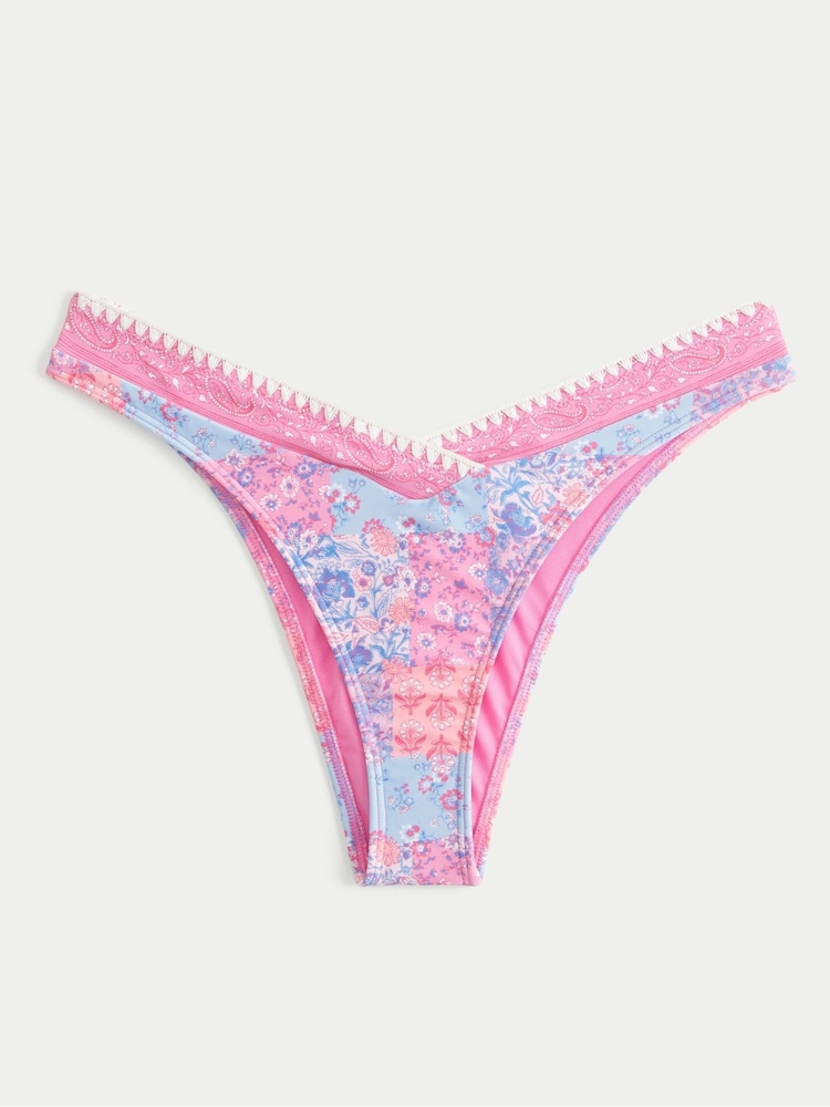 Hollister Blue Rib High Leg Bikini Bottoms - Image 3 of 3
