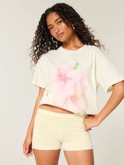 Hollister Floral Graphic Print  Short Sleeve 100% Cotton T-Shirt - Image 1 of 4