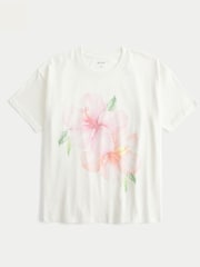 Hollister Floral Graphic Print  Short Sleeve 100% Cotton T-Shirt - Image 4 of 4